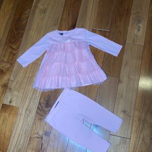 Wendy Bellissimo Baby Girl Pink Tunic Capri Set 9M Cottagecore Tulle Outfit